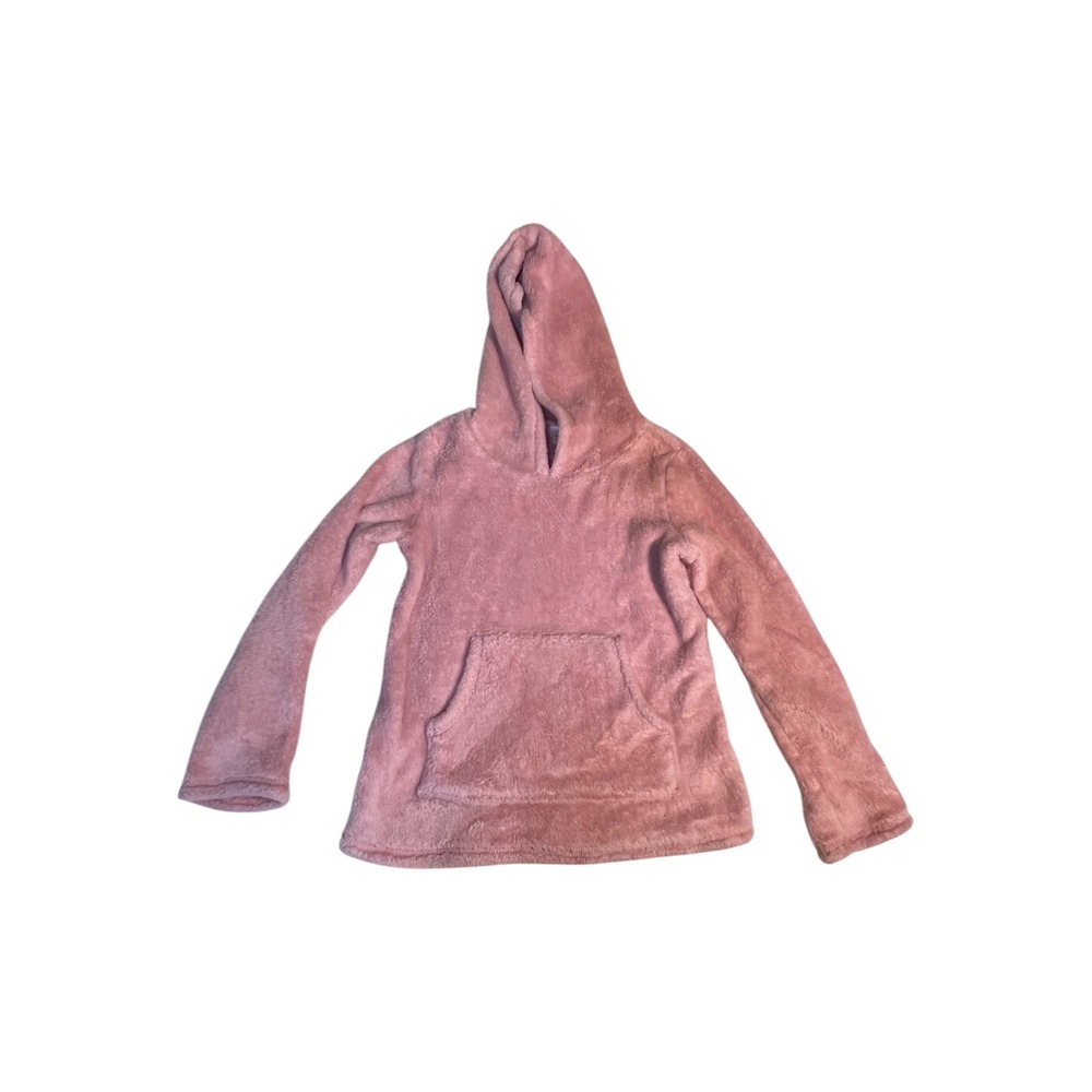 Carter's Girls Sz 7 Plush Fleece Hoodie Light Pink Pullover Kangaroo Pocket Long
